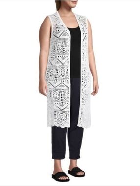 NWT 1X Chelsea & Theodore Maxi Crochet Duster M-1264